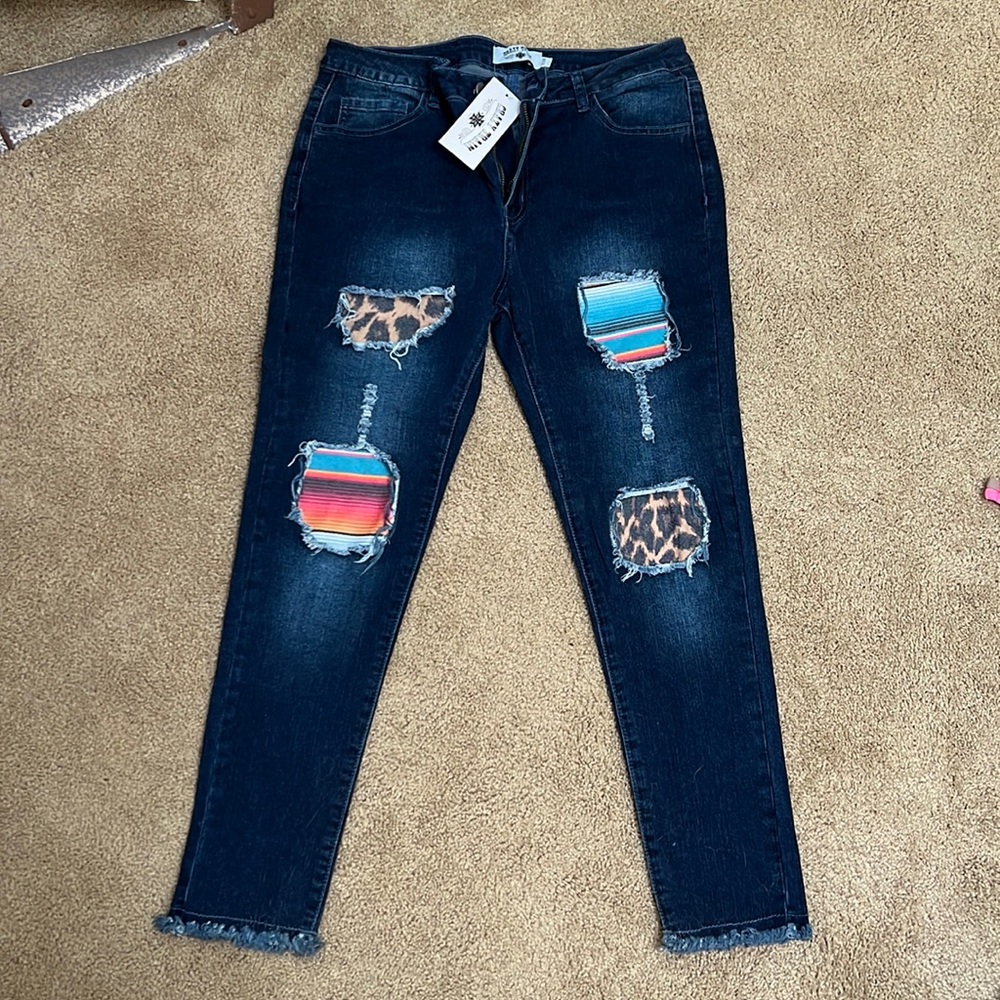 Crazy train cropped raw hem jeans